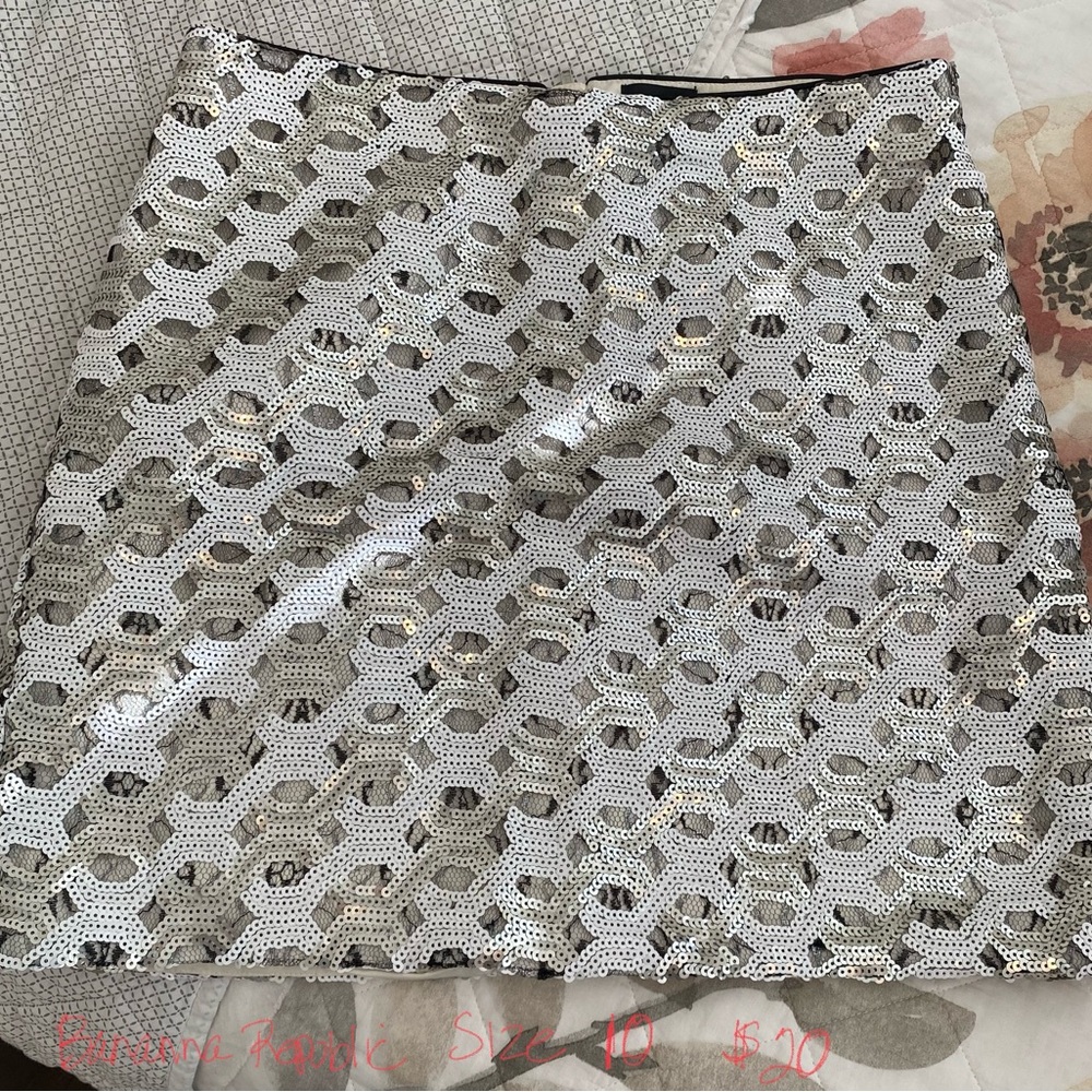 Banana Republic White Sequin Mini Skirt